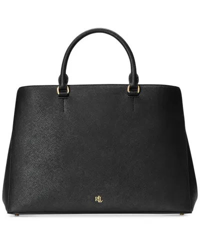 Lauren Ralph Lauren Hanna Leather Satchel Bag In Black