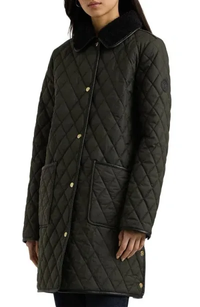 Lauren Ralph Lauren Diamond Pattern Quilted Coat In Litchfield Grey