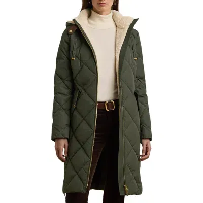 Lauren Ralph Lauren Diamond Quilted Hooded Coat In Litchfield Loden Green