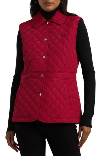 Lauren Ralph Lauren Diamond Quilted Vest In Festive Red