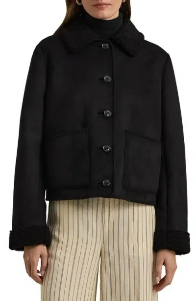 Lauren Ralph Lauren Faux Shearling Jacket In Black