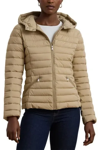 Lauren Ralph Lauren Hooded Pufer Jacket In Birch Beige