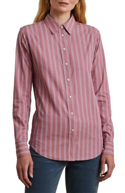 Lauren Ralph Lauren Jamelko Stripe Cotton Button-up Shirt In Blush Multi