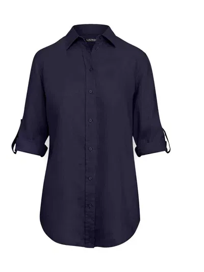 Lauren Ralph Lauren Karrie Long Sleeve Shirt In Dark Blue