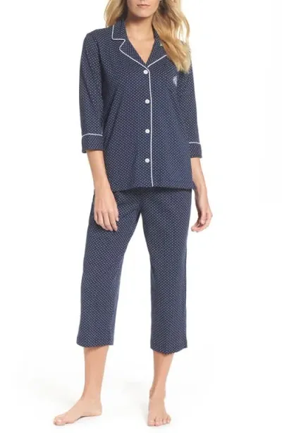 Lauren Ralph Lauren Knit Crop Cotton Pajamas In Blue