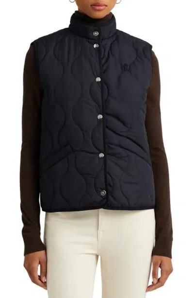 Lauren Ralph Lauren Lauren Quilted Snap-up Vest In Dark Navy