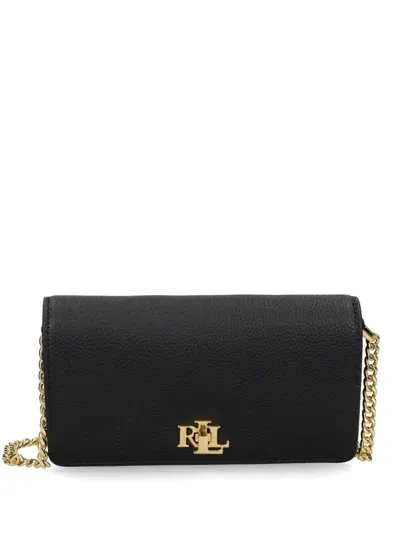 Lauren Ralph Lauren Logo-lettering Leather Crossbody Bag In Black