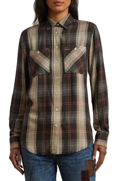 Lauren Ralph Lauren Plaid Button-up Shirt In Brown/tan/blue Multi