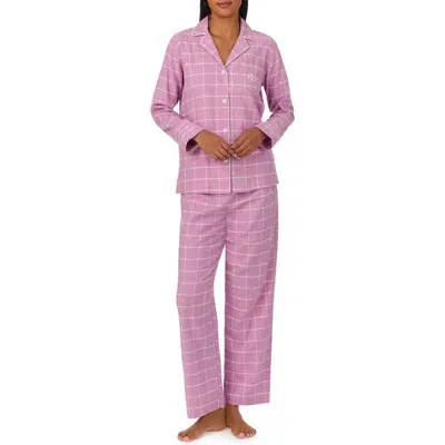 Lauren Ralph Lauren Print Cotton Blend Pajamas In Pink Plaid