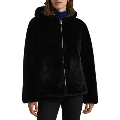 Lauren Ralph Lauren Reversible Faux Fur Quilted Jacket In Black