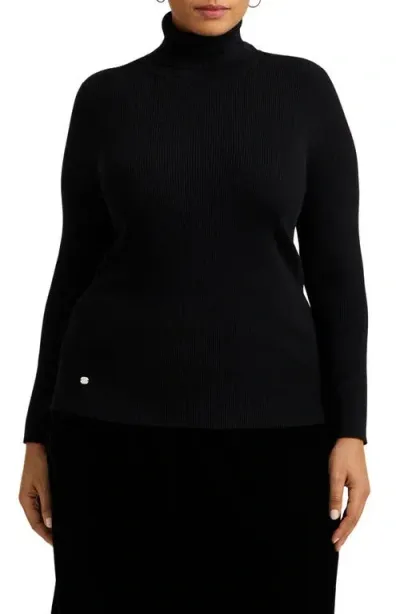 Lauren Ralph Lauren Ribbed Turtleneck Sweater In Polo Black