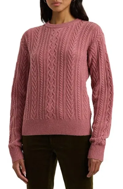 Lauren Ralph Lauren Wool & Cashmere Cable Knit Sweater In Rose Blush Heather