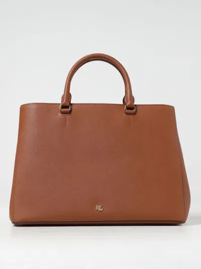 Lauren Ralph Lauren Hanna Leather Satchel Bag In Brown