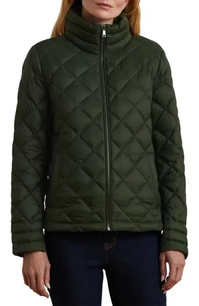 Lauren Ralph Lauren Soft Quilted Down Packable Jacket In Olive Fern