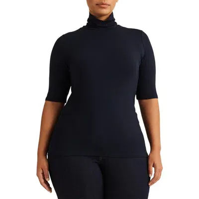 Lauren Ralph Lauren Willa Scrunch Neck Top In Lauren Navy