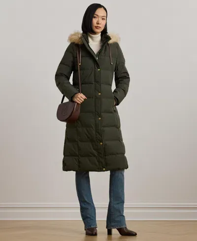 Lauren Ralph Lauren Women's Maxi Faux-fur-trimmed Hooded Puffer Coat In Litchfield