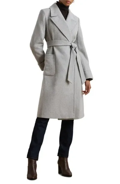 Lauren Ralph Lauren Wool Blend Wrap Coat In Light Heather