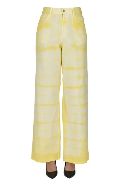 Laurence Bras Tie Dye Corduroy Trousers In Yellow