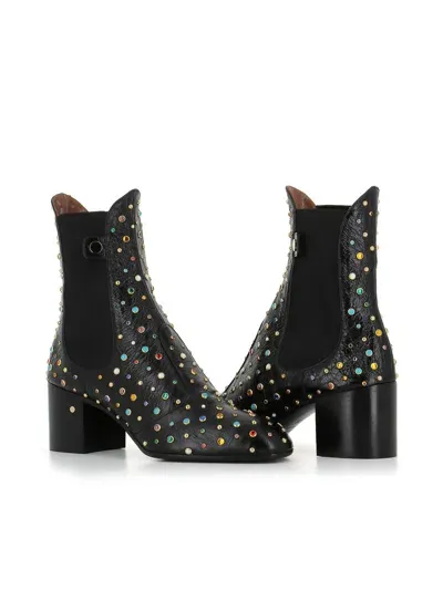 Laurence Dacade Angie Stud Leather Boots In Schwarz