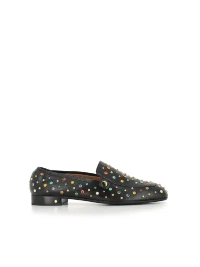 Laurence Dacade Crystal-embellished Leather Loafers In Black