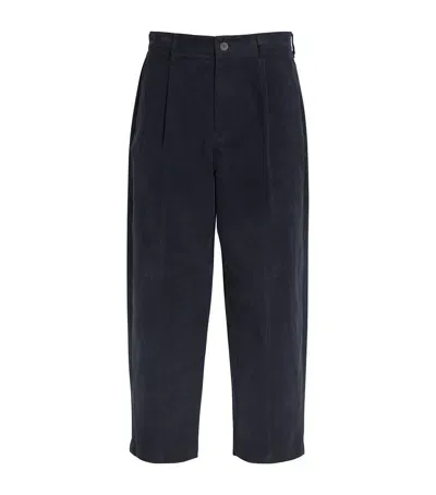 Le 17 Septembre Corduroy Pleated Trousers In Navy