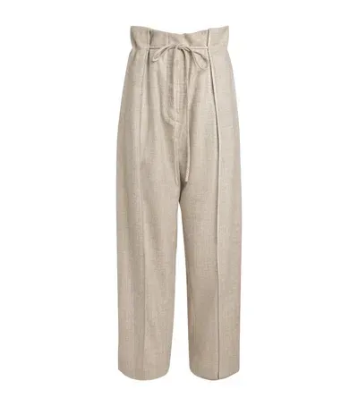 Le 17 Septembre Wool Pleated Wide-leg Trousers In Beige