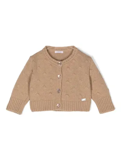 Le Bebé Enfant Babies' Logo-plaque Cardigan In Neutrals