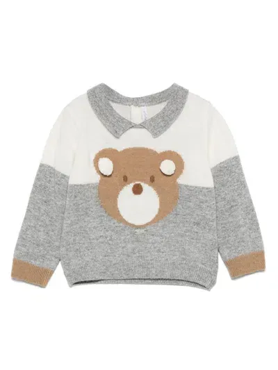 Le Bebé Enfant Babies' Teddy Bear-motif Jumper In White