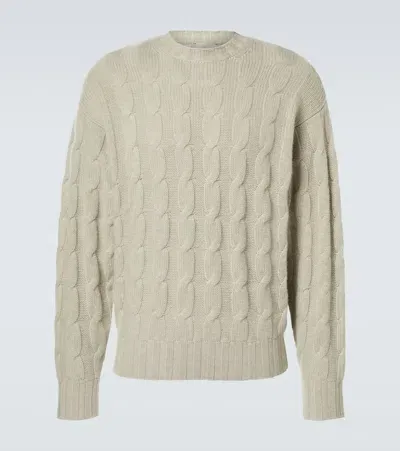 Le Kasha Cable-knit Cashmere Sweater In Beige