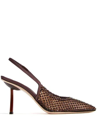 Le Silla 80mm Gilda Slingback Pumps In Dark Brown