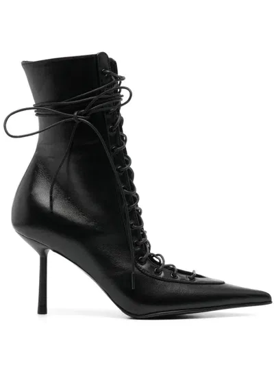 Le Silla 85mm Leather Boots In Black