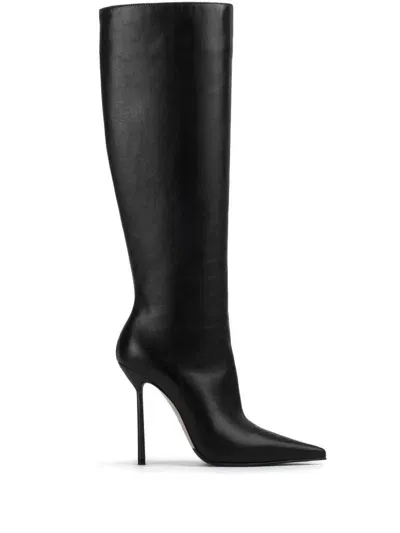 Le Silla Bella 120mm Pointed-toe Leather Boots In Black