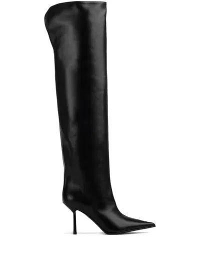 Le Silla Bella 120mm Pointed-toe Leather Boots In Black