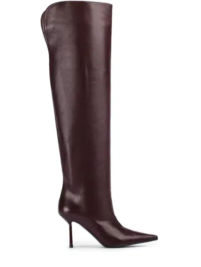 Le Silla Bella 120mm Pointed-toe Leather Boots In Red