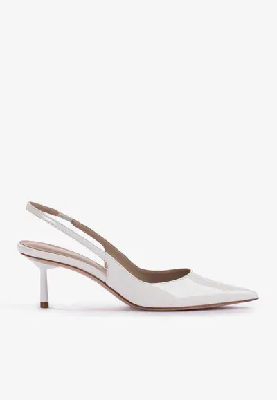 Le Silla Bella 60 Patent Leather Slingback Pumps In White