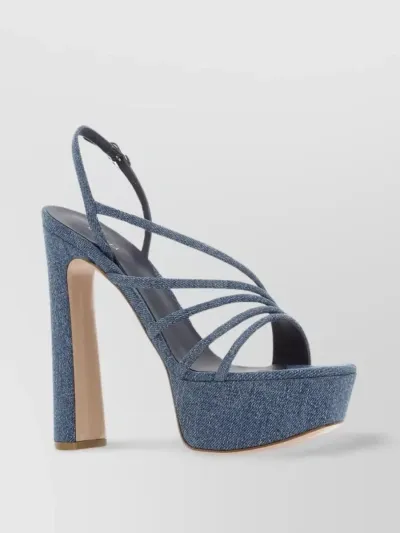 Le Silla 145mm Denim Platform Sandals In Blue