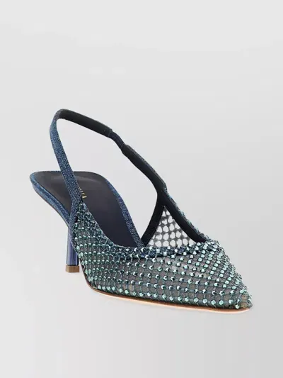 Le Silla Gilda 80mm Crystal-embellished Denim Pumps In Blue