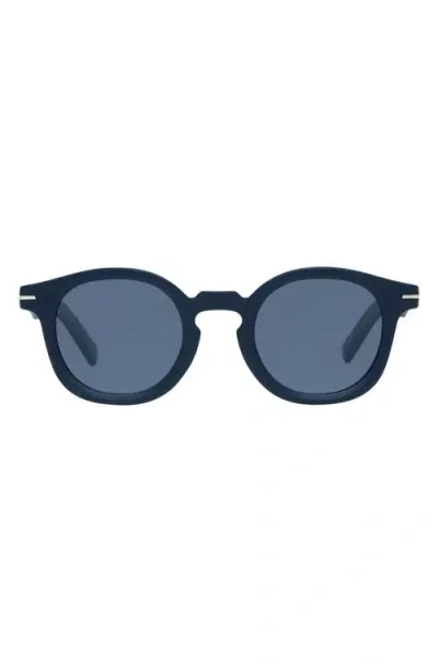 Le Specs Hoodwinked 48mm Round Sunglasses In Blue