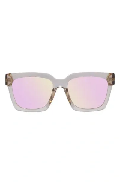 Le Specs Weekend Riot 56mm Mirrored Rectangular Sunglasses In Raw Sugar