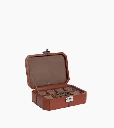 Le Tanneur Box Of 6 Leather Watches And Cufflinks In Brown