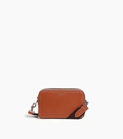 Le Tanneur Emile Small 2-compartment Shoulder Bag In Grained Leather In Brown