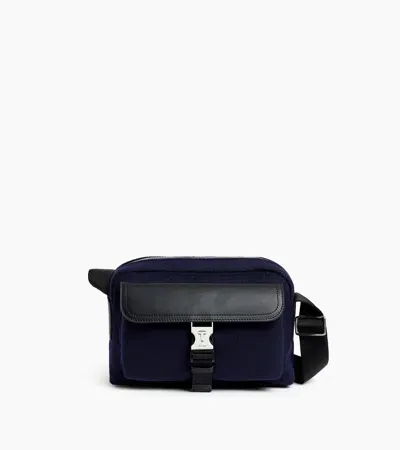 Le Tanneur Maurice Small Shoulder Bag In Wool Felt And Smooth Leather In Blue