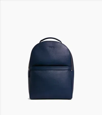 Le Tanneur Charles Zippered Backpack In Grained Leather In Blue