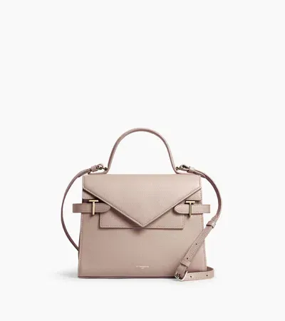 Le Tanneur Emilie Medium Handbag With Double Flap In Grained Leather In Beige