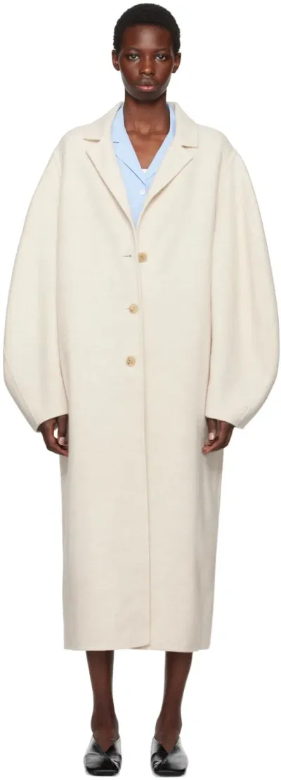 Le17septembre Off-white Open Spread Collar Coat In Ivory