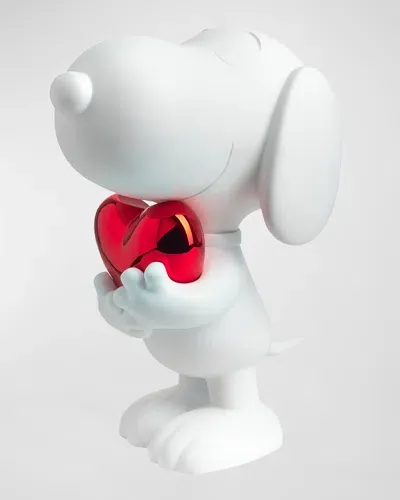 Leblon Delienne Snoopy Heart Figurine - Glossy White And Chrome Red