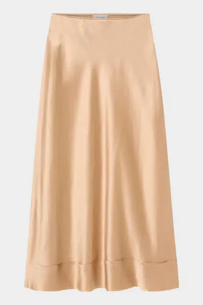 Lee Mathews Stella Silk Satin Skirt In Honey In Gray