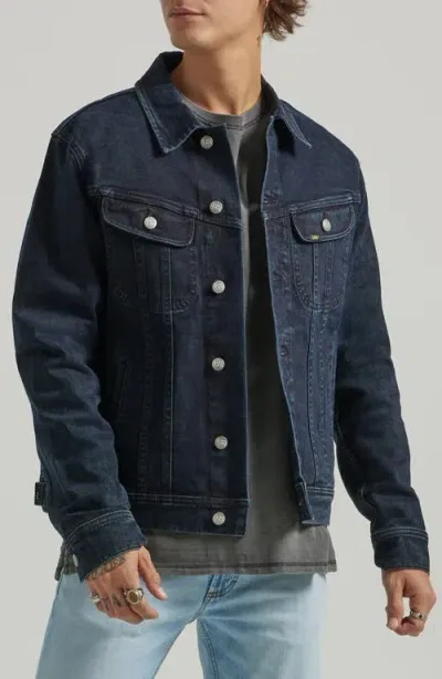 Lee Rider Denim Trucker Jacket In Black And Blue