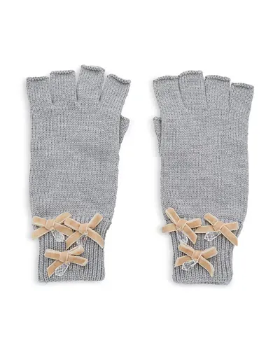 Lele Sadoughi Bow Embellished Fingerless Gloves In Gray/pink