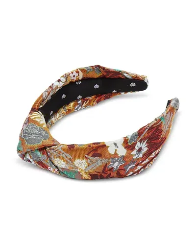 Lele Sadoughi Floral Brocade Knot Headband In Orange/multi